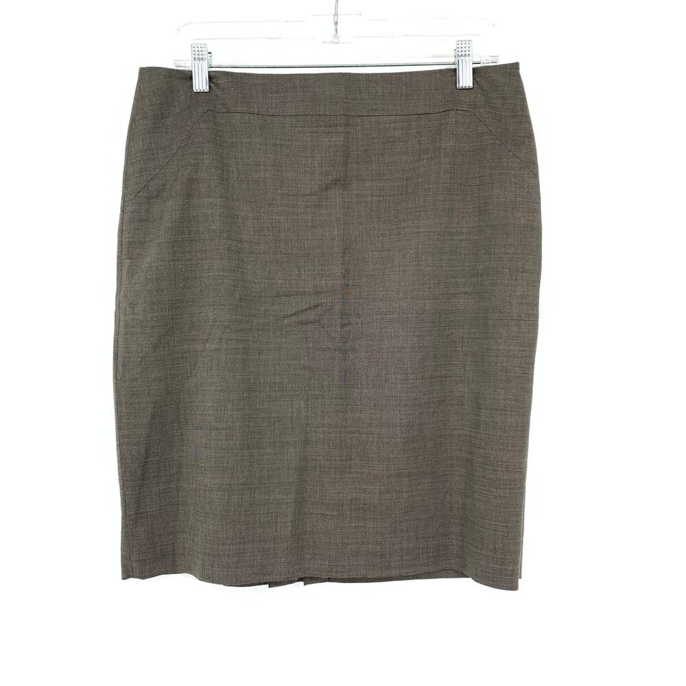 Ann Taylor Suiting Pencil Skirt Womens Sz 12P Brown Birdseye Pattern NEW